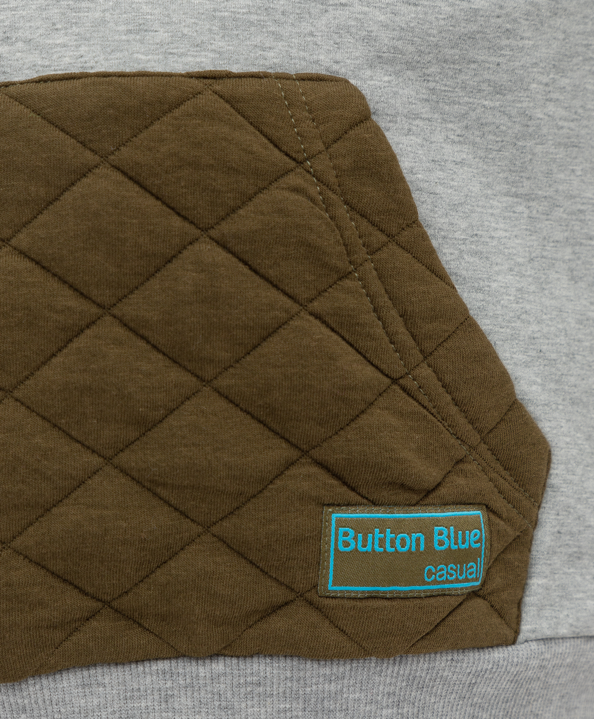 Худи серое с карманом из отделочной ткани Button Blue 221BBBMC16021900, размер 98, цвет серый - фото 4