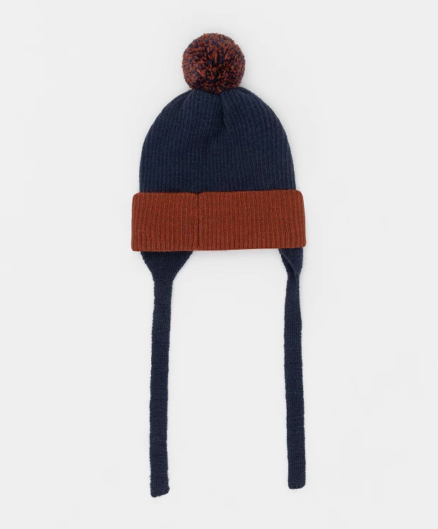 фото Шапка вязаная на подкладе button blue (50)