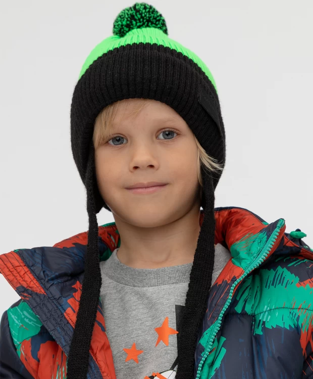 фото Шапка вязаная на подкладе зеленая button blue (50)