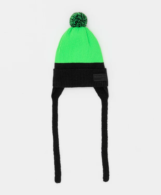 фото Шапка вязаная на подкладе зеленая button blue (50)