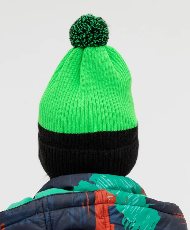 фото Шапка вязаная на подкладе зеленая button blue (50)