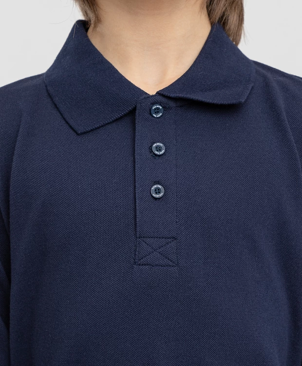 Поло синее с длинным рукавом Button Blue