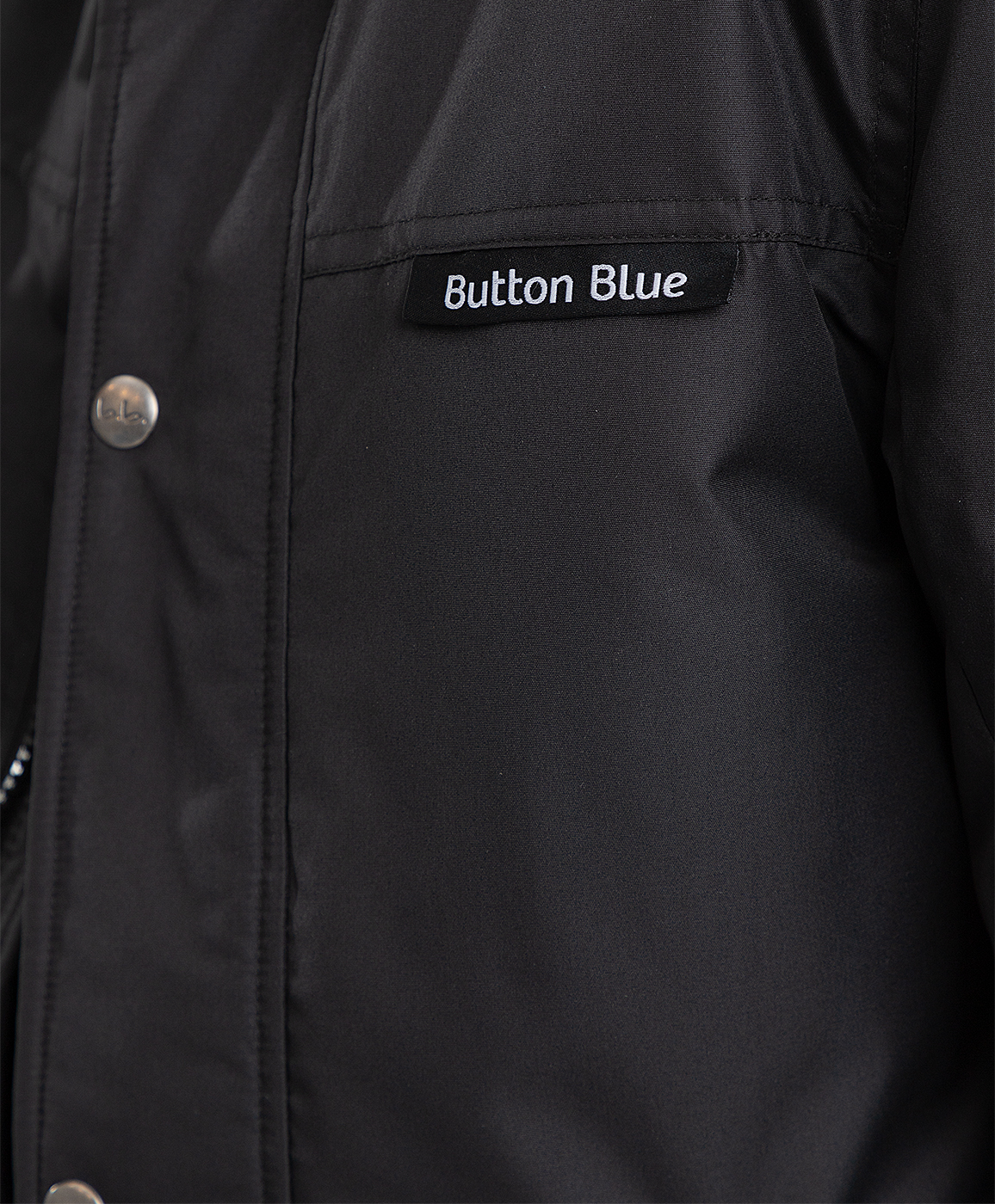 фото Пальто черное с капюшоном button blue