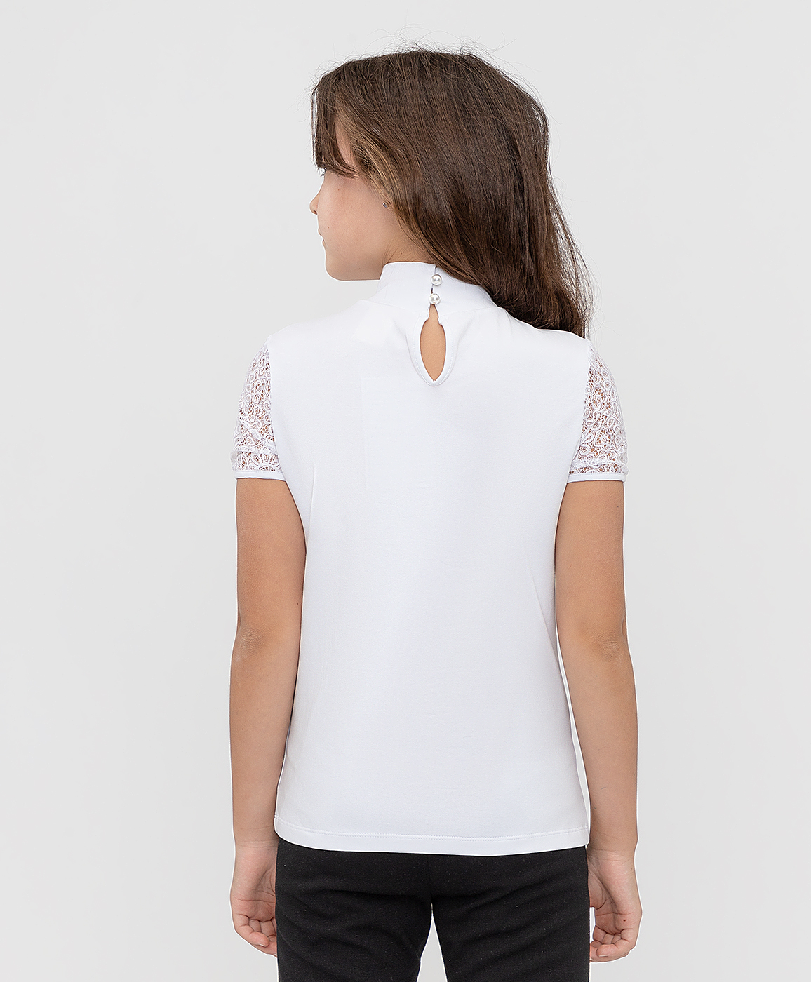 фото Футболка белая с рюшами button blue