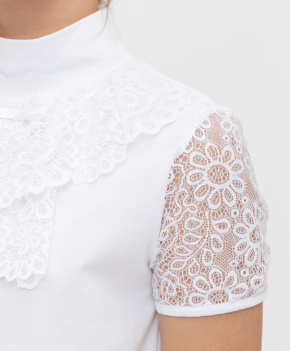 фото Футболка белая с рюшами button blue