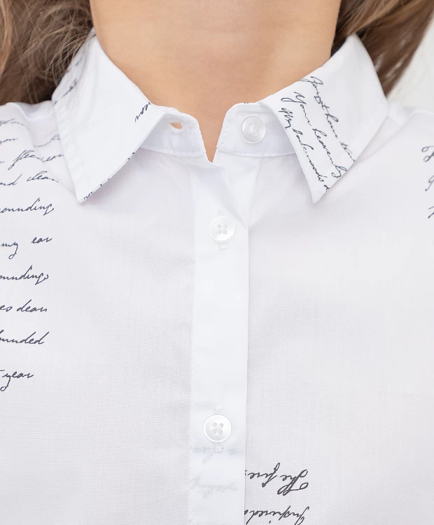 Блузка белая с принтом Button Blue (134), размер 134, цвет белый Блузка белая с принтом Button Blue (134) - фото 4