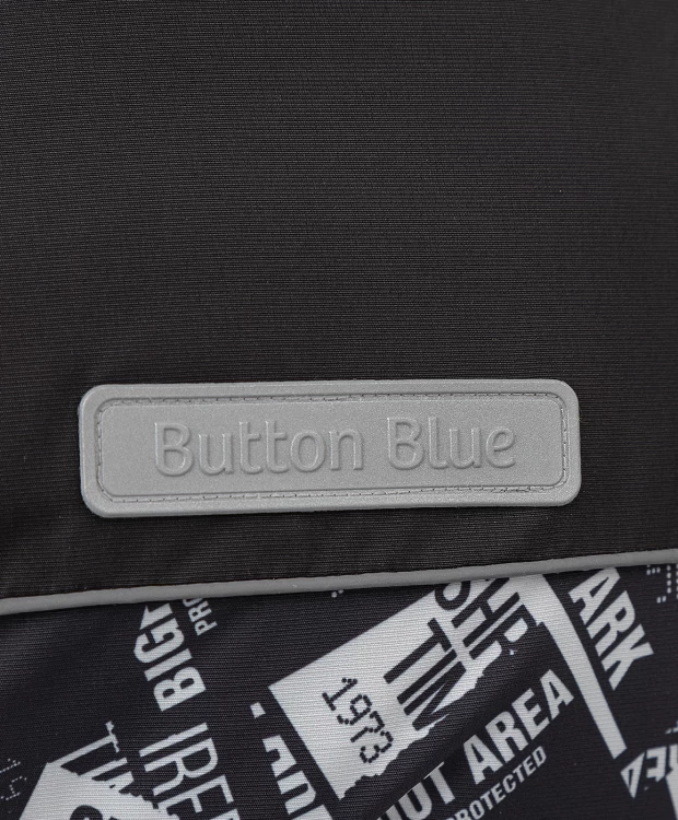 фото Комбинезон зимний черный с принтом active button blue (122)