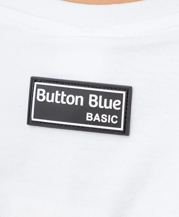 Футболка со спущенным рукавом и принтом белая Button Blue
