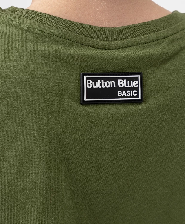 фото Футболка со спущенным рукавом и принтом цвета хаки button blue (110)