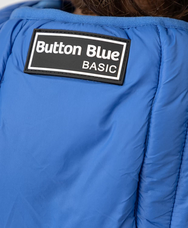 фото Куртка демисезонная базовая с капюшоном синяя button blue (104)