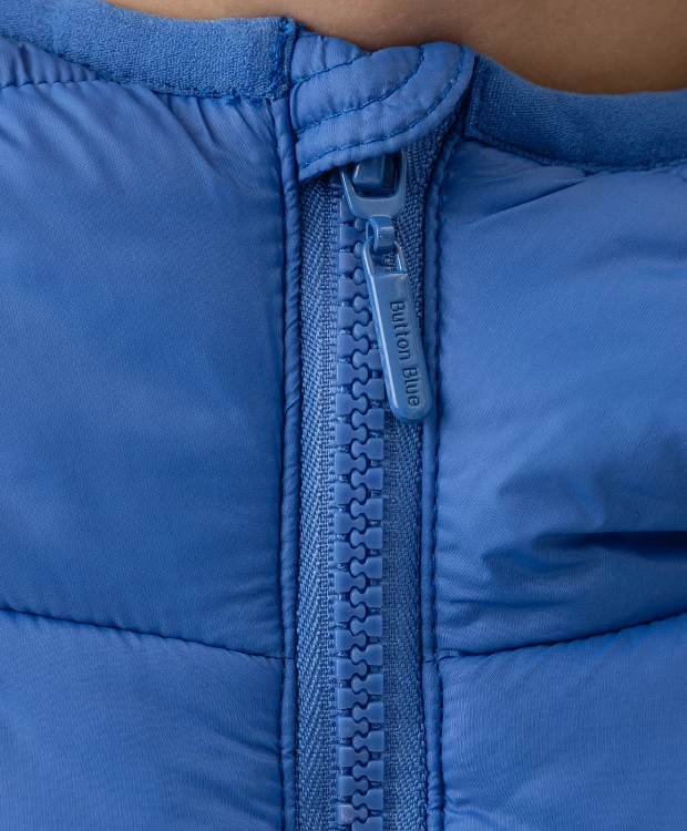 фото Куртка демисезонная базовая с капюшоном синяя button blue (104)