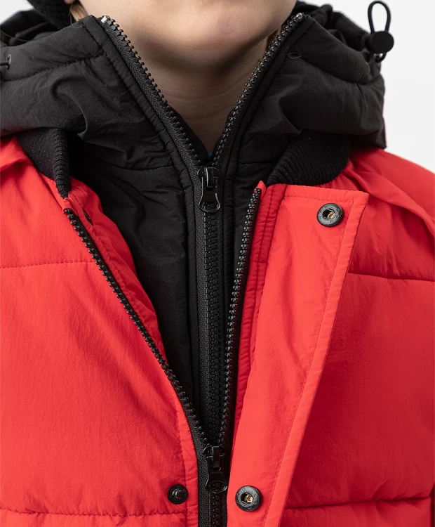 фото Пальто зимнее с капюшоном красное button blue (110)