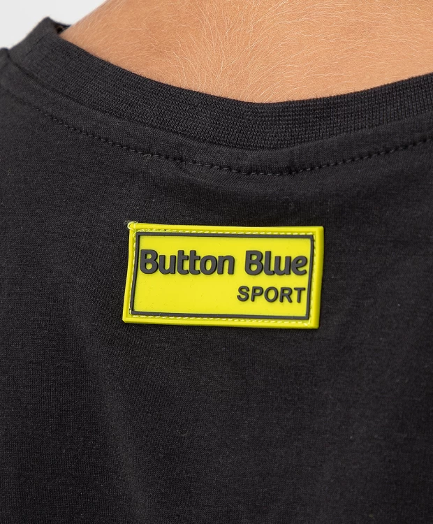 Футболка с длинным рукавом и принтом черная Button Blue