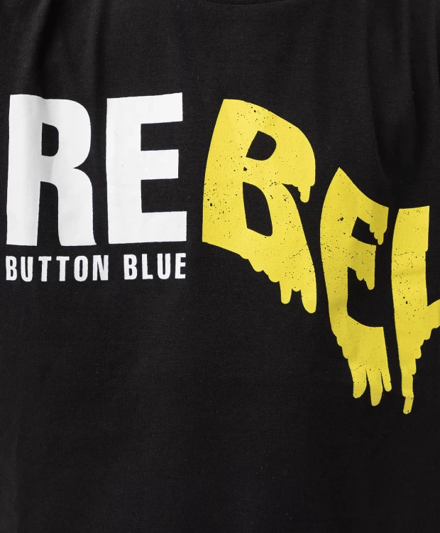 Футболка с длинным рукавом и принтом черная Button Blue