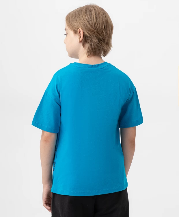 фото Футболка с принтом голубая button blue (140)