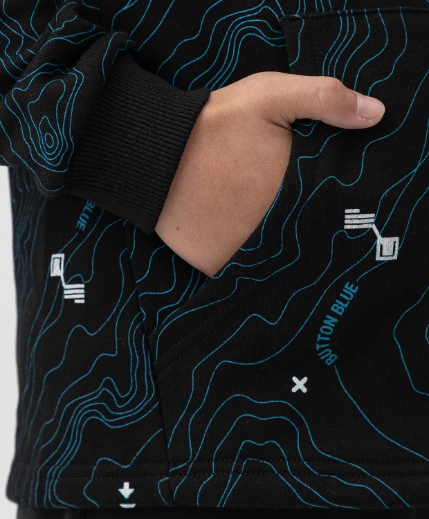 фото Толстовка на молнии с капюшоном и карманами черная button blue (134)