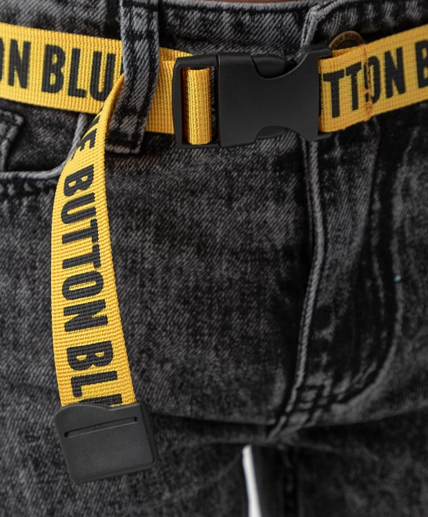 фото Джинсы slim fit с эффектом вываренности черные button blue (134)