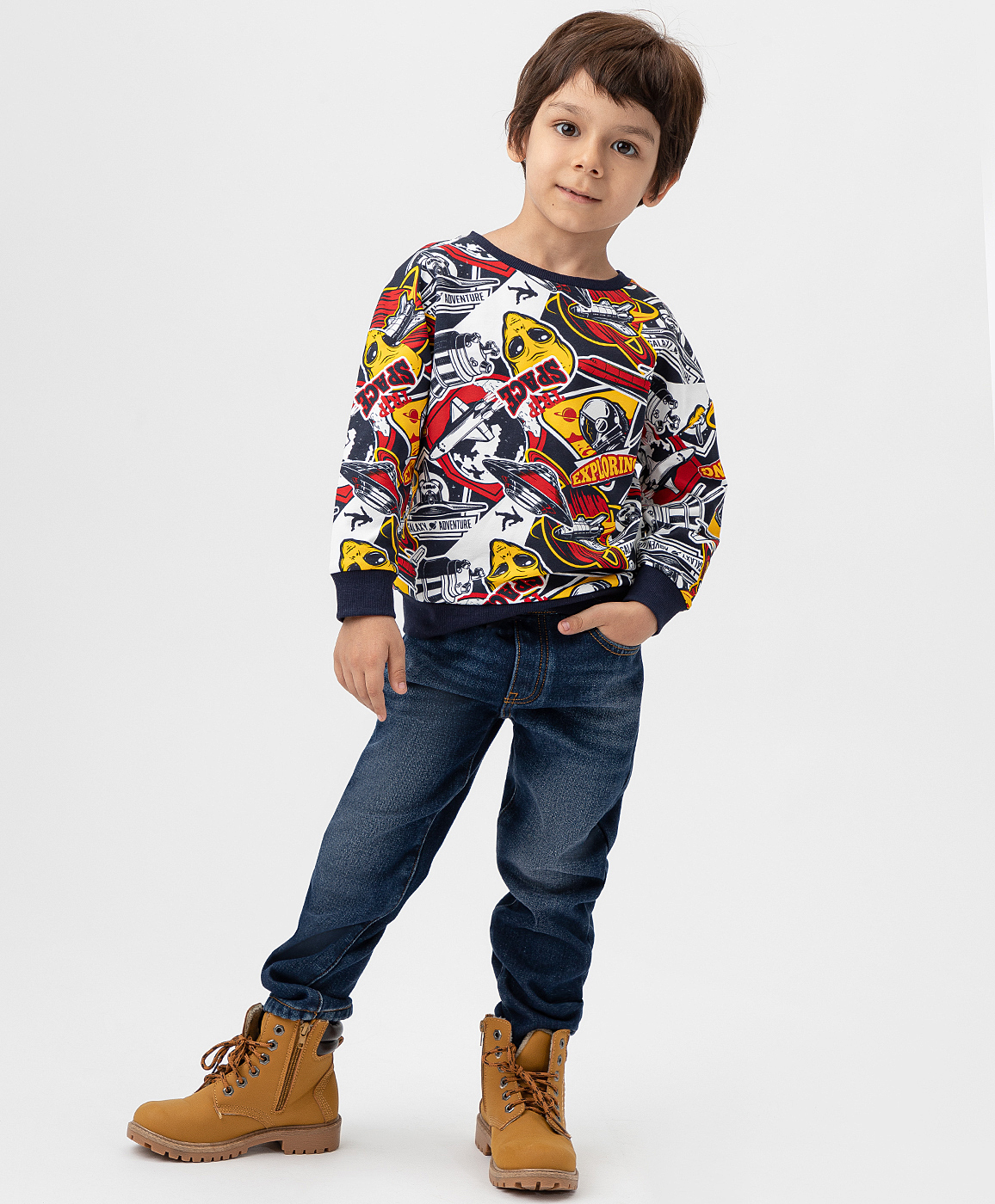 Джинсы dad fit подкладкой синие Button Blue 222BBBMC64051000, размер 110, цвет синий - фото 2