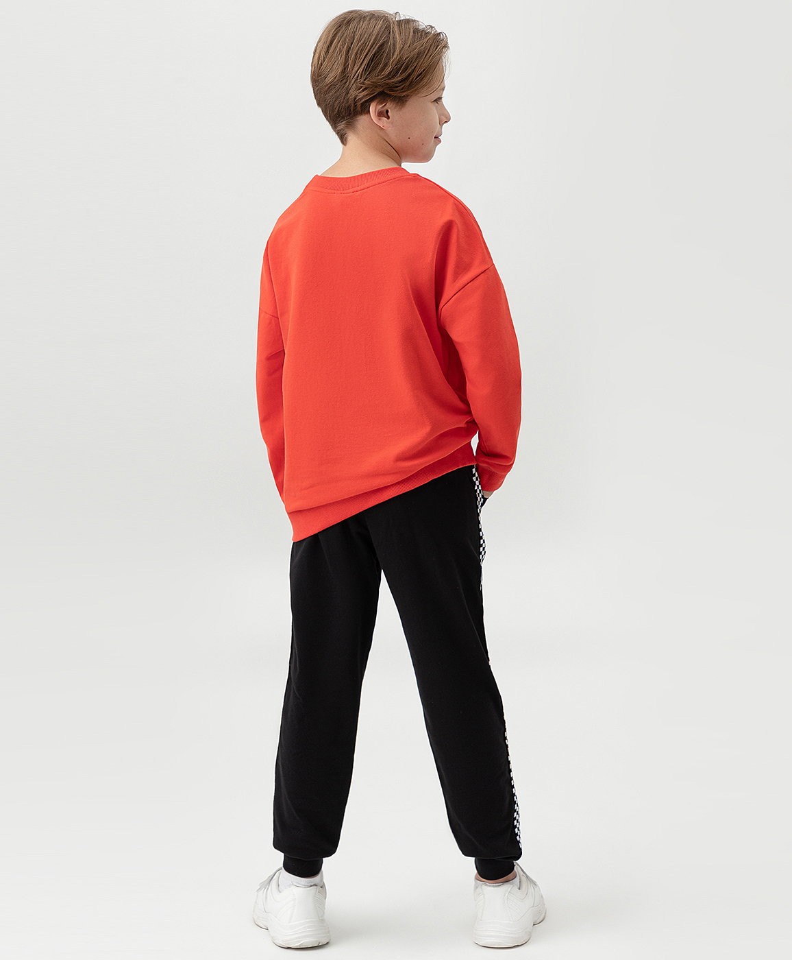 фото Брюки-джоггеры из футера и твила черные button blue