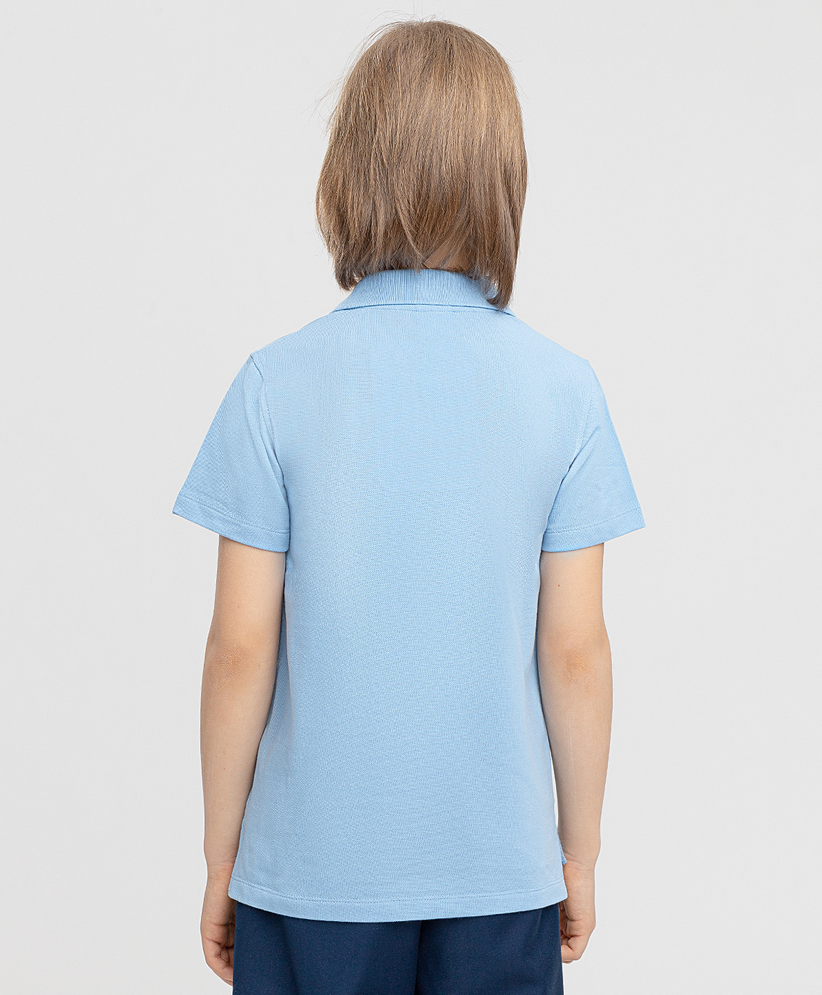 фото Футболка-поло с коротким рукавом голубая button blue