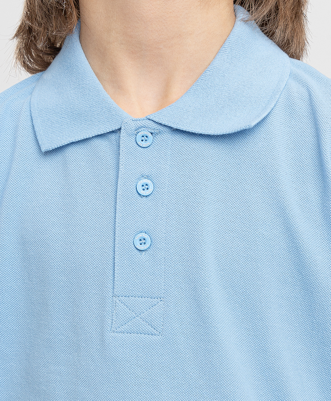 фото Футболка-поло с коротким рукавом голубая button blue