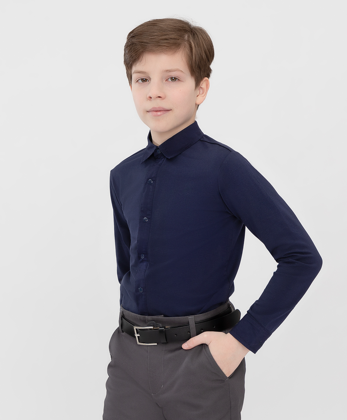 

Сорочка трикотажная на кнопках синяя Button Blue, Синий, 222BBBS14041000