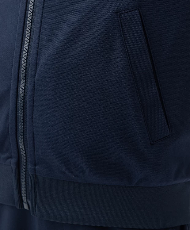 фото Толстовка (бомбер) на молнии без капюшона из плотного трикотажа синяя button blue (140)