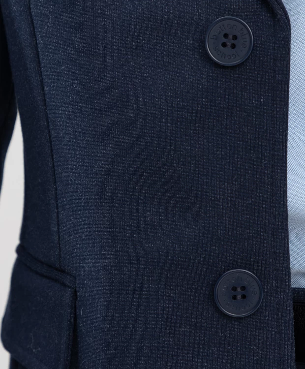 Пиджак классический из плотного трикотажа синий Button Blue