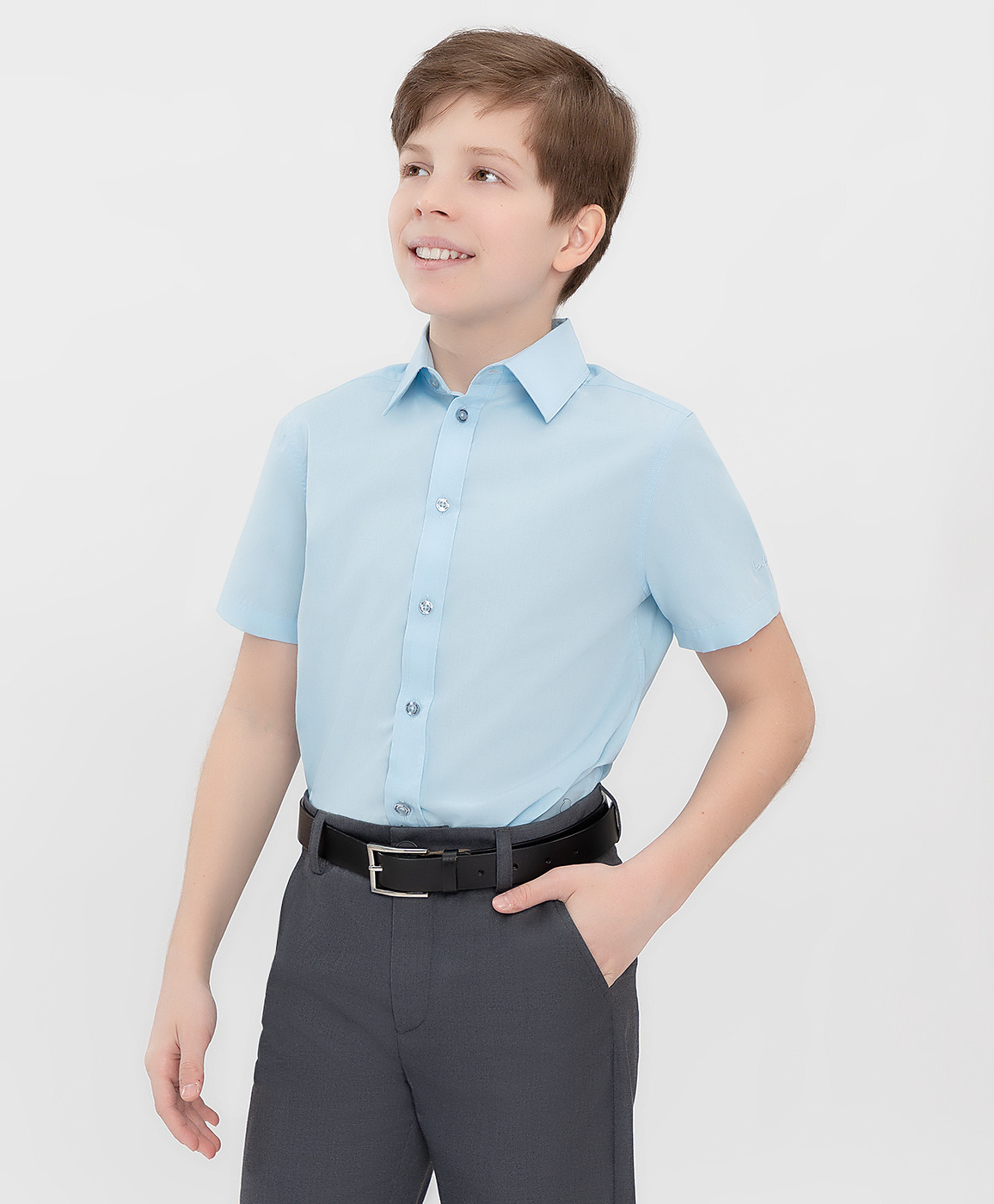 

Сорочка классическая с коротким рукавом голубая Button Blue, Голубой, 222BBBS23051800