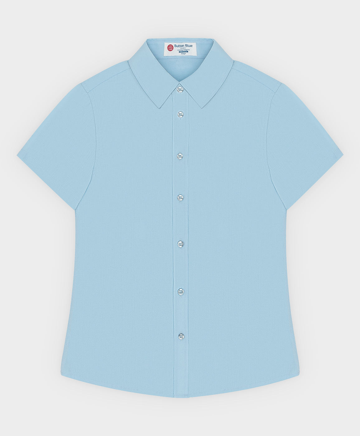 Сорочка классическая с коротким рукавом голубая Button Blue