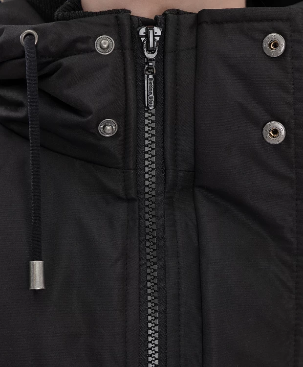 фото Пальто с капюшоном черное button blue (158)