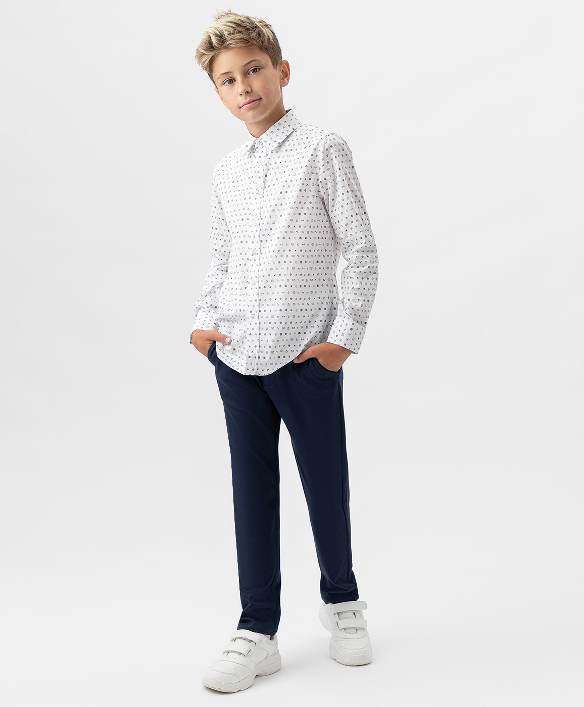 

Брюки трикотажные синие Button Blue, Синий, 222BBBS56021000