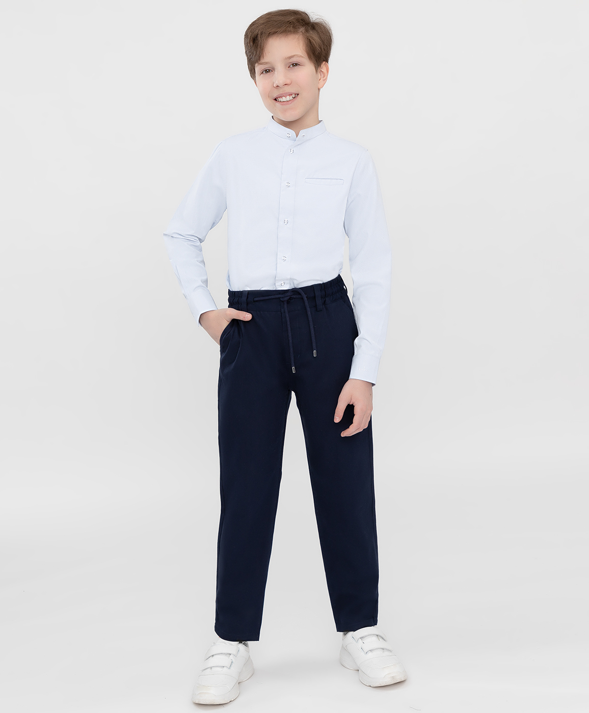фото Брюки с резинкой на поясе синие button blue