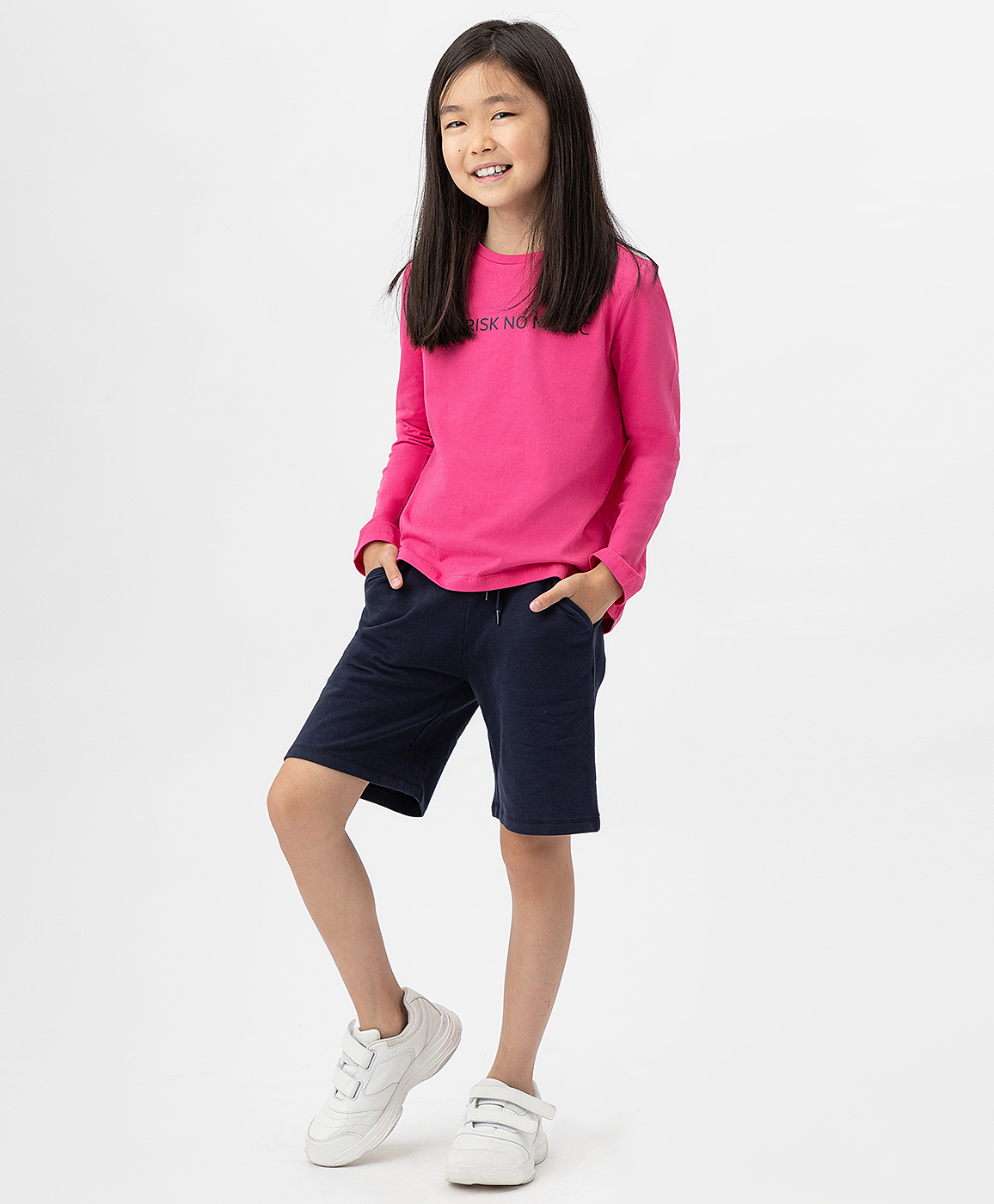 фото Шорты с карманами и поясом на резинке button blue