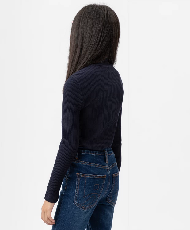 Водолазка трикотажная однотонная синяя Button Blue
