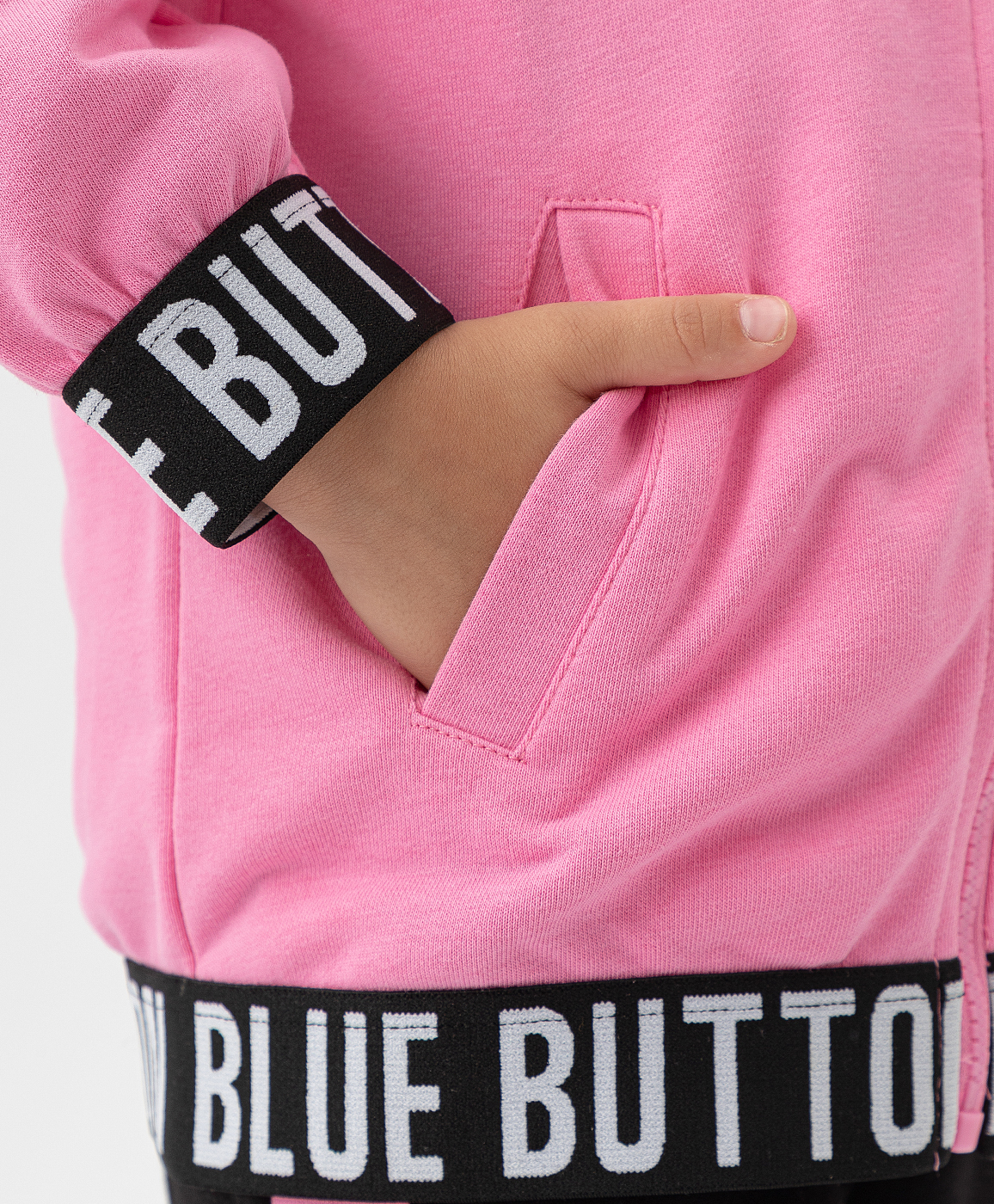 фото Толстовка на молнии с капюшоном и карманами розовая button blue