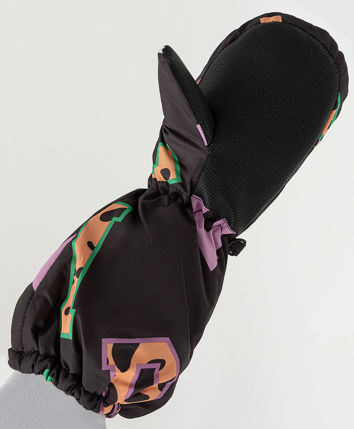 фото Варежки плащевые с принтом черные button blue