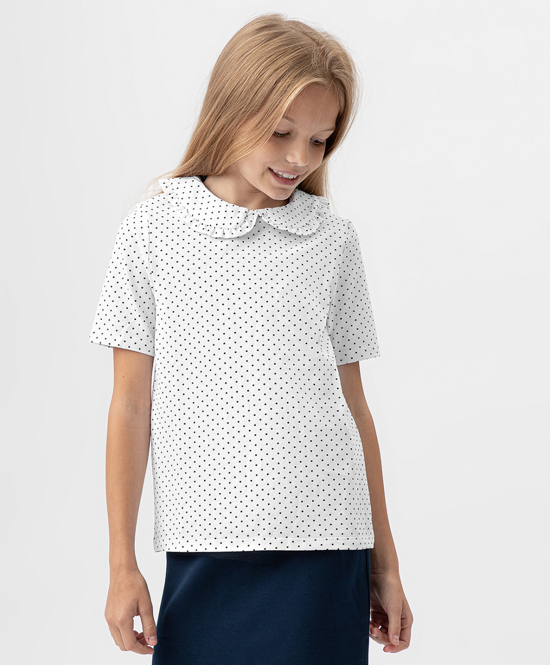 Button Blue Блузка трикотажная с коротким рукавом белая Button Blue