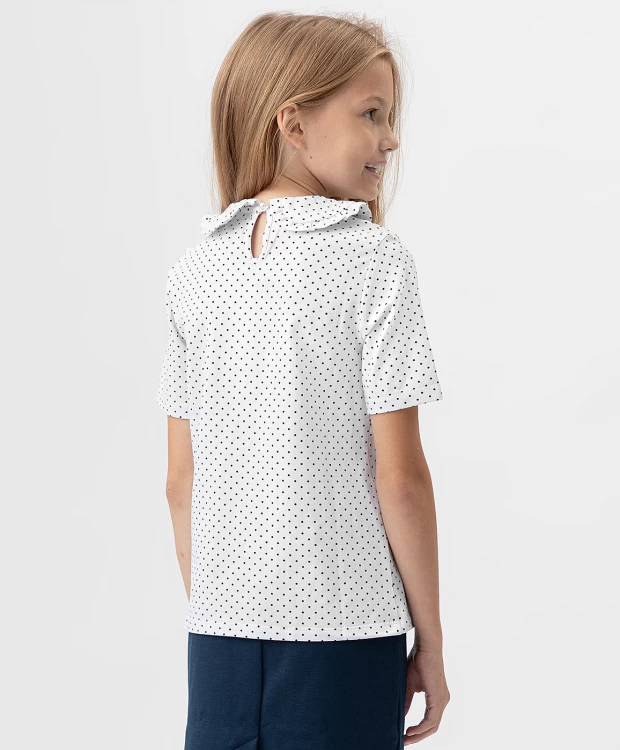 Блузка трикотажная с коротким рукавом белая Button Blue