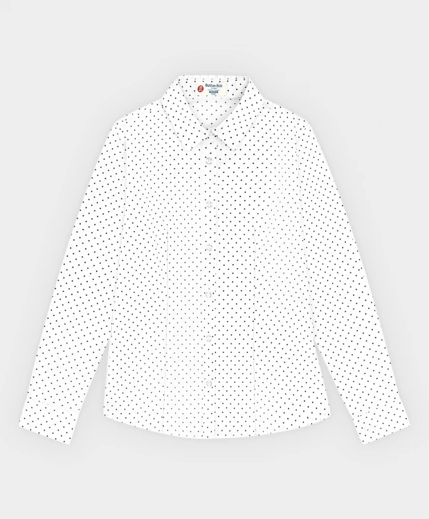 Блузка классическая с принтом горох белая Button Blue
