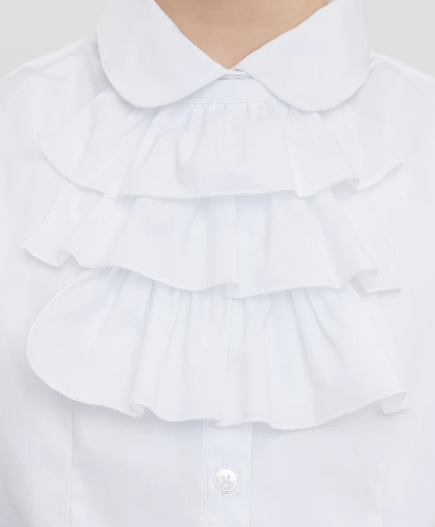 Блузка с коротким рукавом и жабо белая Button Blue