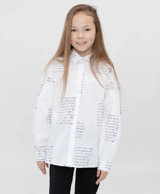 Блузка свободного кроя с принтом белая Button Blue