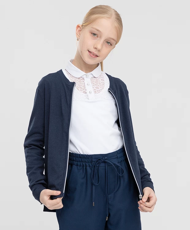 Кардиган на молнии синий Button Blue