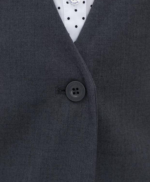 фото Жилет удлиненный с одной пуговицей серый button blue (128)