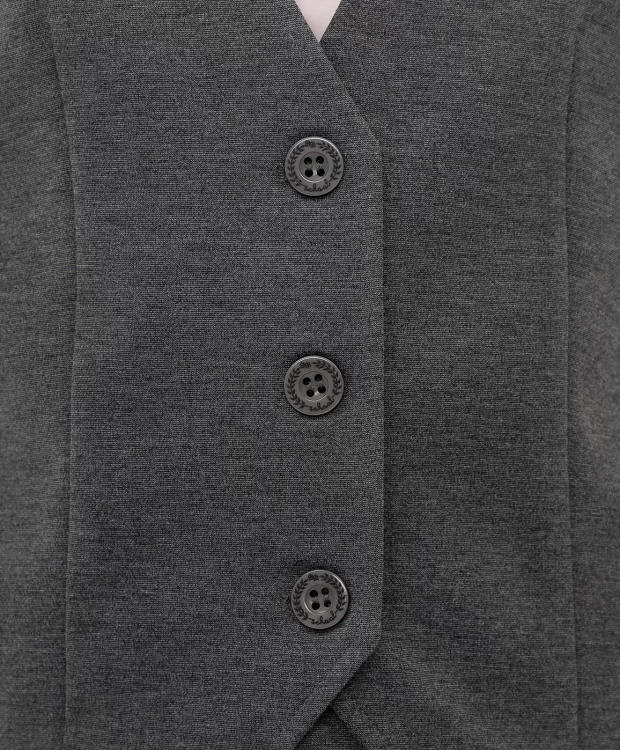 фото Жилет классический с v-образным вырезом серый из плотного трикотажа button blue (134)