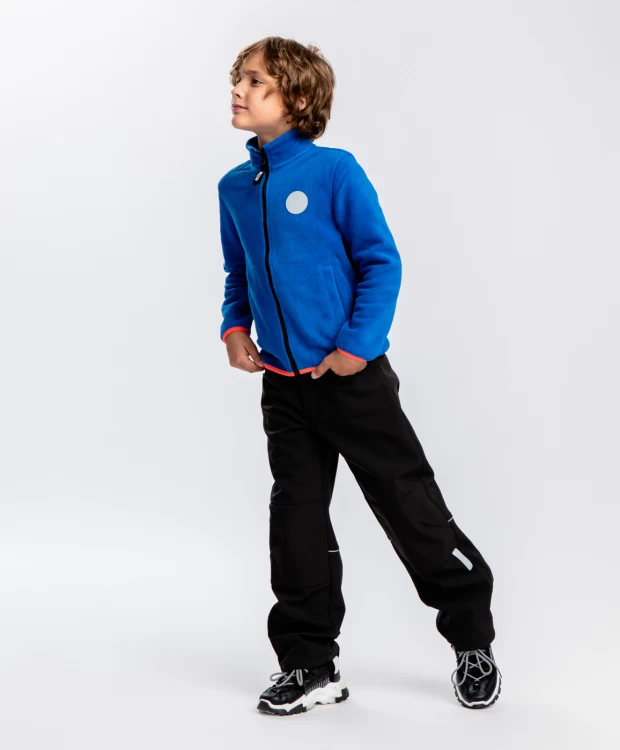 фото Брюки с поясом на резинке черные button blue (110)