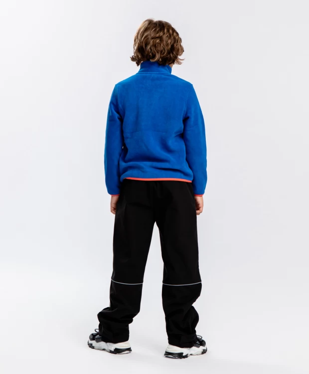 фото Брюки с поясом на резинке черные button blue (110)