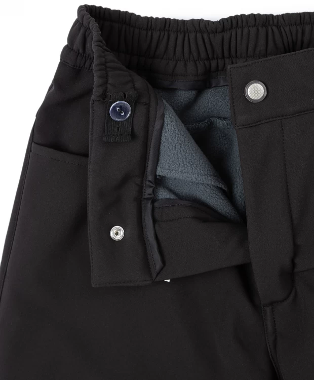 фото Брюки с поясом на резинке черные button blue (110)