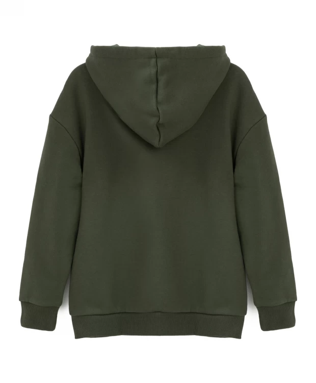 фото Толстовка с капюшоном цвета хаки button blue (134)