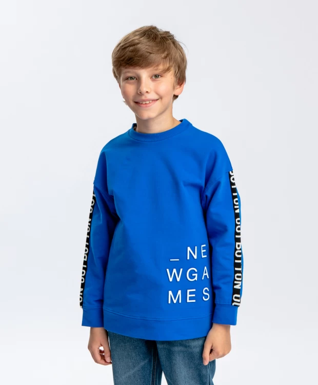 фото Толстовка с лампасами синяя button blue (140)